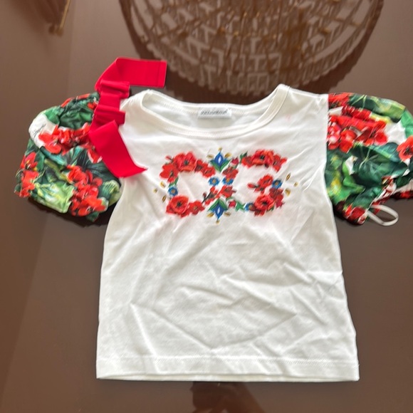Dolce & Gabbana White and Red Short Sleeve Tee - Picture 1 of 7